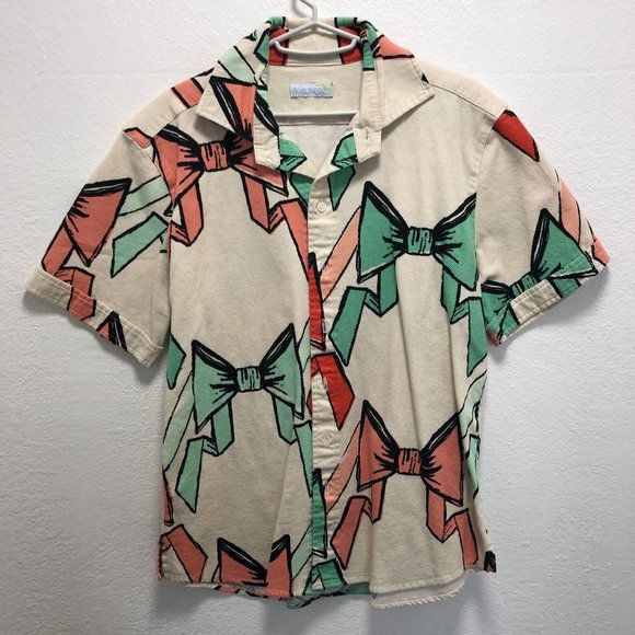 Men's Seaplane Bowtie Pattern Button Up Shirt - Picture 1 of 4